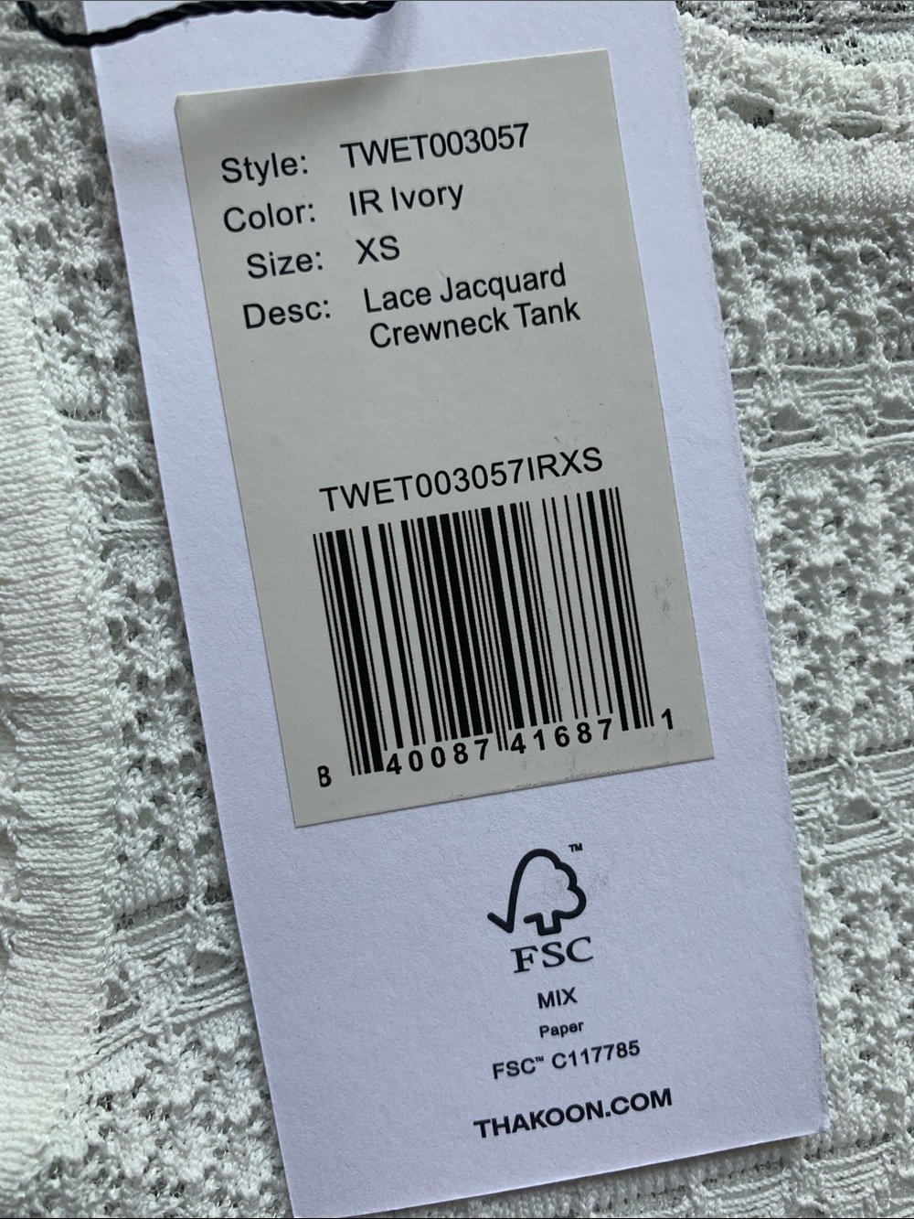 Thakoon IR Ivory Tank, Size XS. - Picture 5 of 10